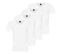 BOSS Lot de 4 t-shirts modernes en coton stretch pour homme Coupe ajustée Col en V, - 100 blanc., S