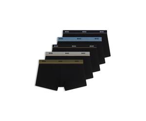 BOSS Lot de cinq boxers courts en coton stretch avec taille logotée - Style Trunk 5P Essential, 50531660 Noir L