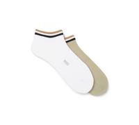 BOSS Lot de deux paires de chaussettes basses à rayures emblématiques au niveau des chevilles - Style 2P AS Uni stripe CC, 50491192 Blanc / Vert 39-42