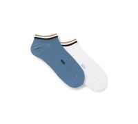 BOSS Lot de deux paires de chaussettes basses à rayures emblématiques au niveau des chevilles - Style 2P AS Uni stripe CC, 50491192 Blanc / Bleu 39-42