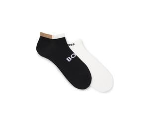BOSS Lot de deux paires de chaussettes basses en mélange doux de bambou - Style 2PAS Design VIBamboo, 50564711 Blanc / Noir 43-46