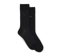 BOSS Lot de deux paires de chaussettes mi-mollet en coton mélangé - Style 2P RS Mini Argyle CC, 50554519 Noir 43-46