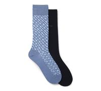 BOSS Lot de deux paires de chaussettes mi-mollet en coton mélangé - Style 2P RS Monogram CC, 50515141 Noir / Bleu 39-42