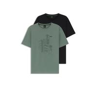 BOSS Lot de deux t-shirts en jersey de coton stretch - Style TS_Graphic Set CN, 50555424 Noir / Vert S