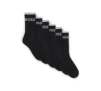 BOSS Lot de six paires de chaussettes courtes côtelées en coton mélangé - Style 6P QS Stripe CC, 50510168 Noir 39-42