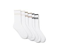 BOSS Lot de six paires de chaussettes courtes côtelées en coton mélangé - Style 6P QS Stripe CC, 50510168 Blanc 43-46