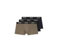 BOSS Lot de trois boxers courts en coton avec taille logotée - Style Trunk 3P Power, 50554693 Beige / Noir / Bleu S