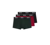 BOSS Lot de trois boxers courts en coton avec taille logotée - Style Trunk 3P Power, 50554693 Noir / Rouge L