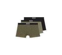 BOSS Lot de trois boxers courts en coton stretch avec logos - Style Trunk 3P BOSS ONE D, 50549832 Noir / Vert L