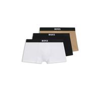 BOSS Lot de trois boxers courts en coton stretch avec taille logo - Style Trunk 3P BOSS ONE, 50544263 Noir / Blanc / Beige S