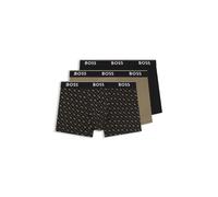 BOSS Lot de trois boxers courts en coton stretch avec taille logo - Style Trunk 3P Power Desig, 50554443 Noir / Beige XL