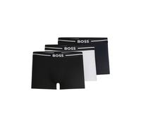 BOSS Lot de trois boxers courts en coton stretch avec taille logotée - Style Trunk 3P Bold, 50510687 Blanc / Noir S