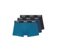 BOSS Lot de trois boxers courts en coton stretch avec taille logotée - Style Trunk 3P Power, 50531684 Bleu L