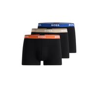 BOSS Lot de trois boxers courts en coton stretch avec taille logotée - Style Trunk 3P Power, 50531684 Noir L