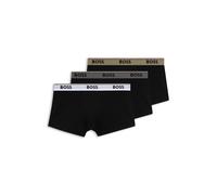 BOSS Lot de trois boxers courts en coton stretch avec taille logotée - Style Trunk 3P Power, 50554693 Noir S