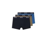 BOSS Lot de trois boxers courts en coton stretch avec taille logotée - Style Trunk 3P Power, 50554693 Noir / Vert / Bleu XXL