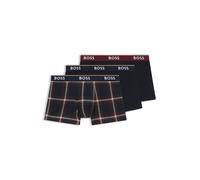 BOSS Lot de trois boxers courts en coton stretch avec taille logotée - Style Trunk 3P Power Desig, 50531701 Bleu à motif M