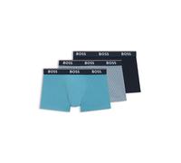 BOSS Lot de trois boxers courts en coton stretch avec taille logotée - Style Trunk 3P Power Desig, 50531701 Bleu foncé / Bleu clair XL