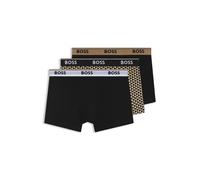 BOSS Lot de trois boxers courts en coton stretch avec taille logotée - Style Trunk 3P Power Desig, 50531701 Noir / Beige L