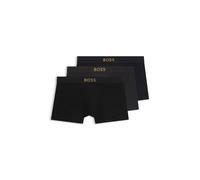 BOSS Lot de trois boxers courts en coton stretch, présenté dans une boîte cadeau - Style Trunk 3P Gold Logo G, 50570030 Noir S