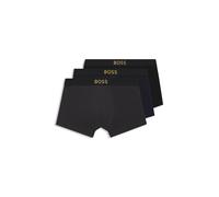 BOSS Lot de trois boxers courts en coton stretch - Style Trunk 3P Gold Logo G, 50546764 Noir / Gris / Bleu XL