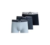 BOSS Lot de trois boxers courts en coton stretch uni et à monogramme - Style Trunk 3P Bold Design, 50531694 Bleu S