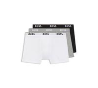 BOSS Lot de trois boxers longs en coton stretch avec logos - Style BoxerBr 3P Power, 50475282 Blanc / Gris / Noir XXXL
