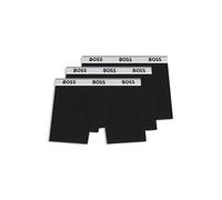 BOSS Lot de trois boxers longs en coton stretch avec logos - Style BoxerBr 3P Power, 50475282 Noir XS