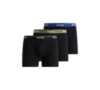 BOSS Lot de trois boxers longs en coton stretch avec logos - Style BoxerBr 3P Power, 50531691 Noir M