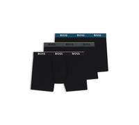 BOSS Lot de trois boxers longs en coton stretch avec logos - Style BoxerBr 3P Power, 50531691 Noir S