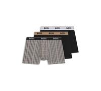 BOSS Lot de trois boxers longs en coton stretch avec logos - Style BoxerBr 3P Power Des, 50531685 Noir / Beige S