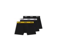 BOSS Lot de trois boxers longs en coton stretch avec taille logotée - Style BoxerBr 3P Power, 50554694 Noir XS