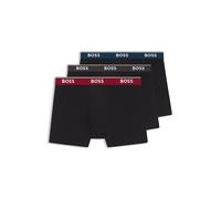 BOSS Lot de trois boxers longs en coton stretch avec taille logotée - Style BoxerBr 3P Power, 50554694 Noir L