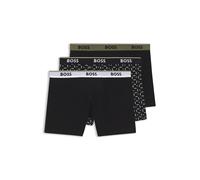 BOSS Lot de trois boxers longs en coton stretch avec taille logotée - Style BoxerBr 3P Power Des, 50554438 Noir XL