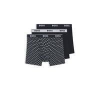 BOSS Lot de trois boxers longs en coton stretch avec taille logotée - Style BoxerBr 3P Power Des, 50554438 Bleu XXL