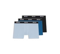 BOSS Lot de trois boxers longs en coton stretch avec taille logotée - Style BoxerBr 3P Power, 50554694 Bleu M
