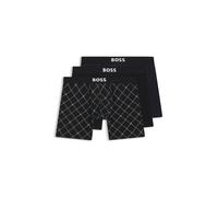 BOSS Lot de trois boxers longs en coton stretch - Style BoxerBr3P BOSS ONE D, 50549856 Noir S