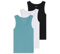 BOSS Lot de trois débardeurs en coton avec logos brodés - Style TankTop3P RibClassic, 50542132 Noir / Blanc / Bleu XXL