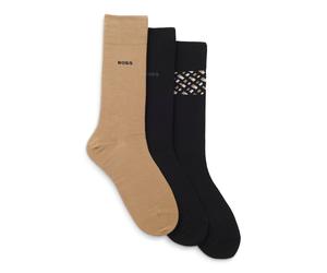 BOSS Lot de trois paires de chaussettes de longueur régulière, présentées dans un coffret cadeau - Style 3P RS Giftset CC, 50564492 Noir / Beige 40-46