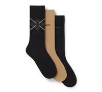BOSS Lot de trois paires de chaussettes en coton mélangé, présentées dans un coffret cadeau - Style 3PRSGiftset ArgyleCC, 50567884 Noir / Beige 40-46