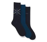 BOSS Lot de trois paires de chaussettes en coton mélangé, présentées dans un coffret cadeau - Style 3PRSGiftset ArgyleCC, 50567884 Bleu 40-46