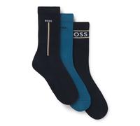 BOSS Lot de trois paires de chaussettes mi-hautes avec détails logotés - Style 3PQSGiftset IconicCC, 50547916 Bleu 40-46