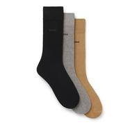BOSS Lot de trois paires de chaussettes mi-mollet à logos - Style 3P RS GiftSet Uni CC, 50558589 Gris / Beige / Noir 40-46