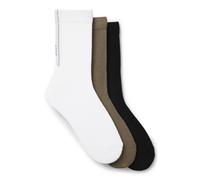 BOSS Lot de trois paires de chaussettes mi-mollet avec bande structurée - Style 3P QS Rib Tape CC, 50554542 Noir / Blanc / Beige 39-42