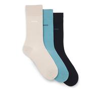 BOSS Lot de trois paires de chaussettes mi-mollet en maille stretch - Style 3P RS Uni CC, 50469839 Bleu / Beige 39-42