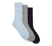 BOSS Lot de trois paires de chaussettes mi-mollet en maille stretch - Style 3P RS Uni CC, 50469839 Bleu / Gris 35-38