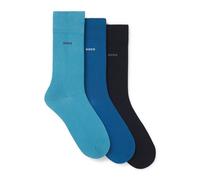 BOSS Lot de trois paires de chaussettes mi-mollet en maille stretch - Style 3P RS Uni CC, 50469839 Bleu 47-50