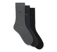 BOSS Lot de trois paires de chaussettes mi-mollet en maille stretch - Style 3P RS Uni CC, 50469839 Noir / Gris 35-38