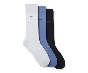 BOSS Lot de trois paires de chaussettes mi-mollet en maille stretch - Style 3P RS Uni CC, 50469839 Noir / Gris / Bleu 35-38