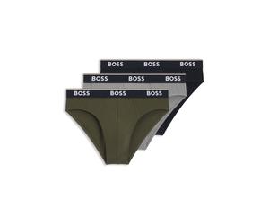 BOSS Lot de trois slips en coton stretch avec logo à la taille - Style Brief 3P Power, 50554683 Gris / Vert / Bleu XL